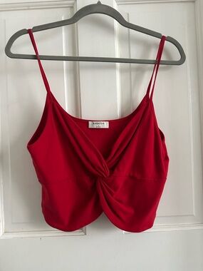 Babaton Red Twist-Front Spaghetti Strap Camisole